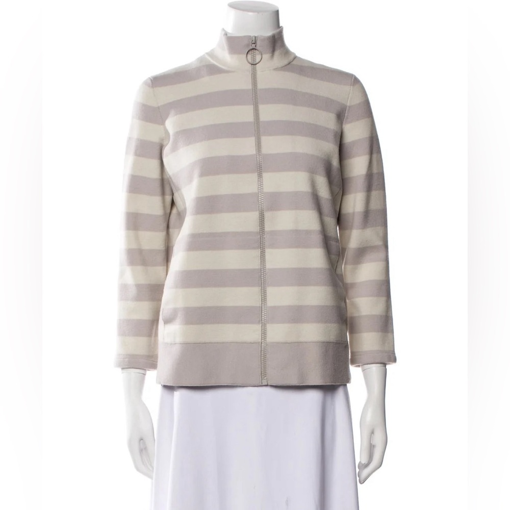 Akris Beige and Cream Striped Jacket/cardigan
